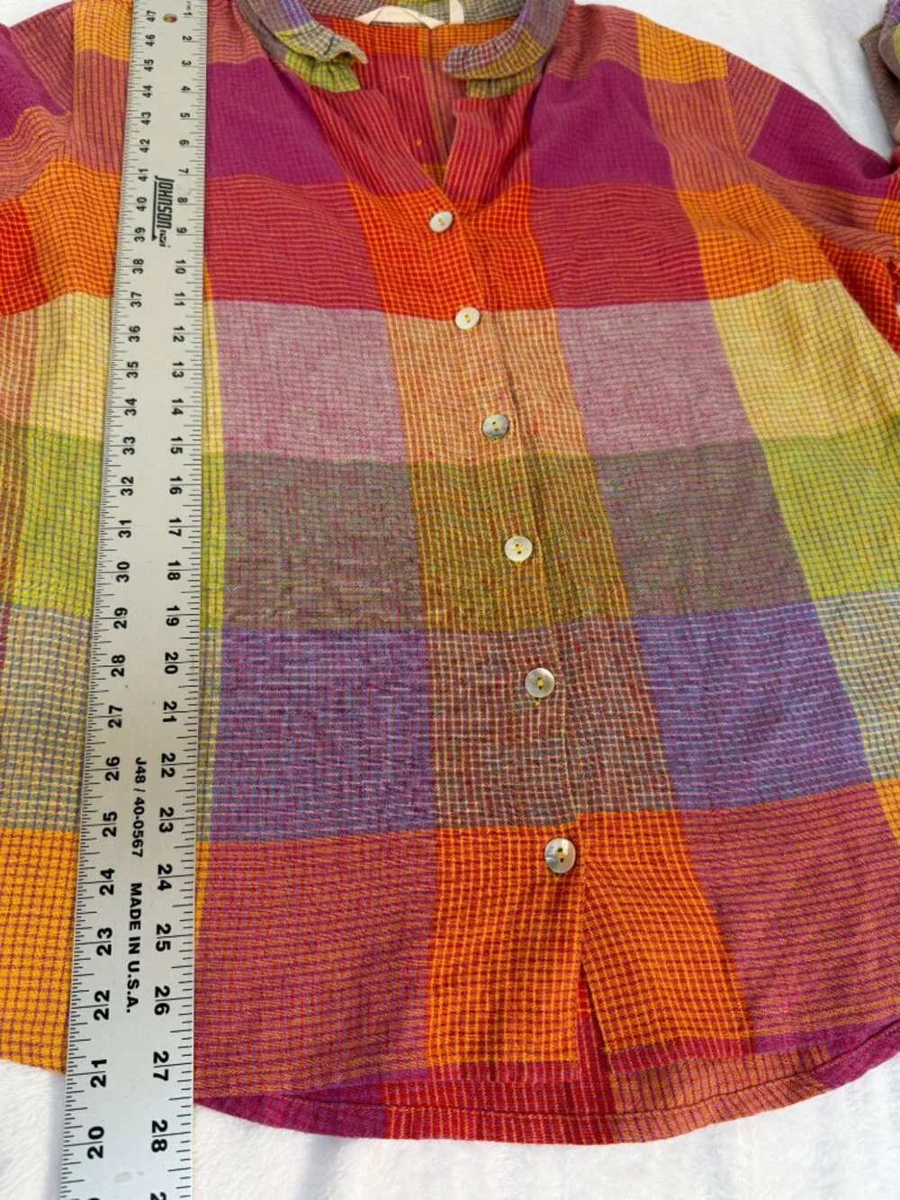 SOFT SURROUNDINGS 1X Multicolor Plaid Button Front Top Gauze Cotton Tunic Shirt